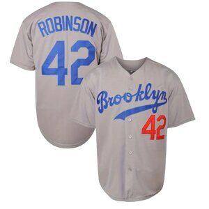 Los Angeles Brooklyn Dodgers #42 Jackie Robinson Baseball Jersey Gray